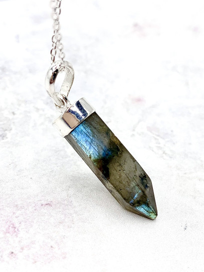 Collar punta de Labradorita grande | Protección e intuición