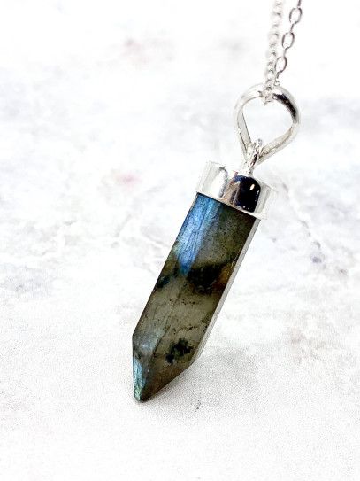 Collar punta de Labradorita grande | Protección e intuición