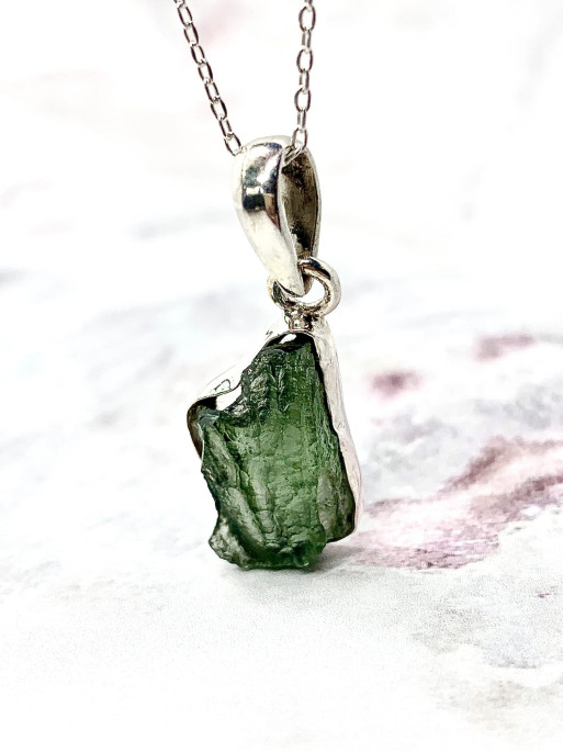 Collaret de Moldavita de plata | Bona sort - Espiritualitat