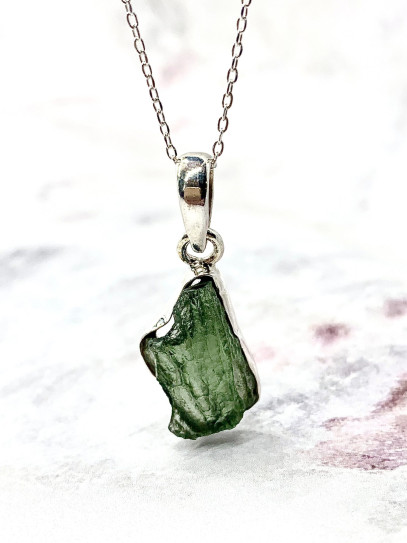 Collar de Moldavita de plata | Buena suerte - Espiritualidad