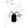 Collar triple protección de plata: Nudo de Bruja, Cruz de Caravaca y Turmalina negra