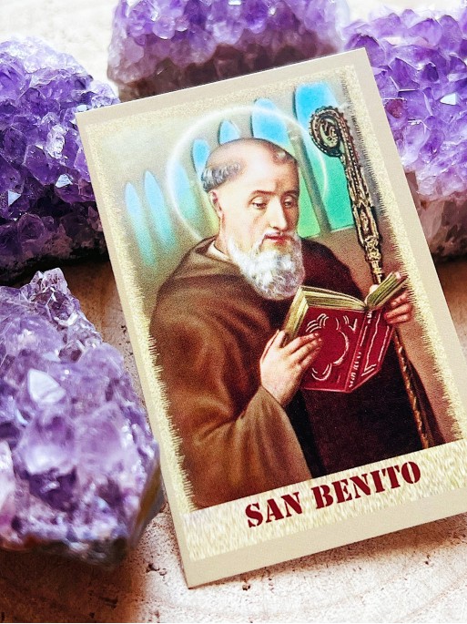 Saint Benedict holy card with prayer