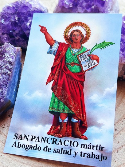Saint Pancras holy card with prayer