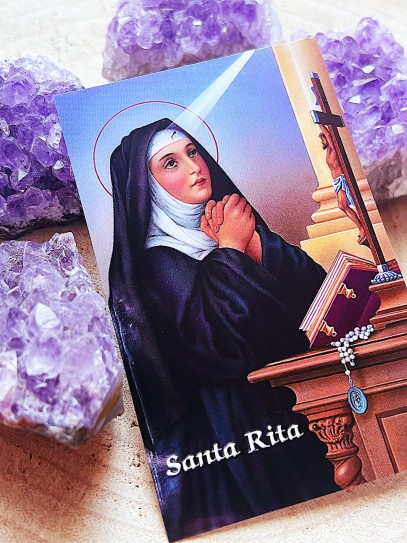 Estampa de Santa Rita amb oració