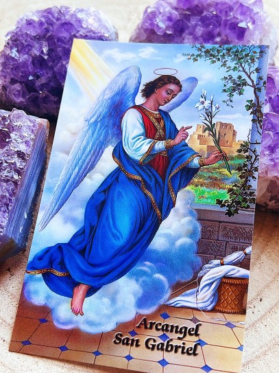 Saint Gabriel holy card with prayer