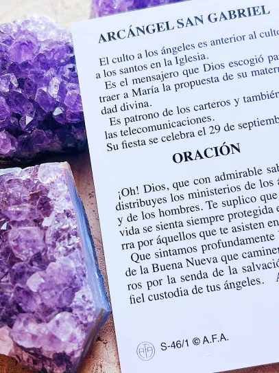 Estampa de Sant Gabriel amb oració