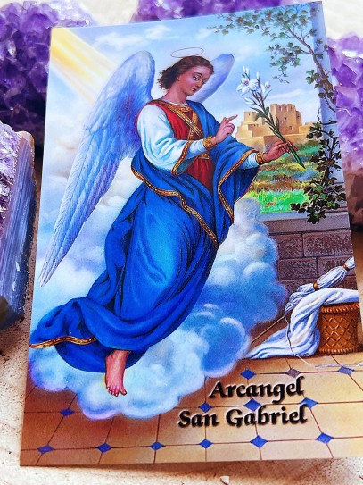 Saint Gabriel holy card with prayer