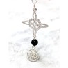 Triple protection silver necklace: Witches Knot and Tetragrammaton with Tourmaline