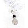 Triple protection silver necklace: Witches Knot and Tetragrammaton with Tourmaline
