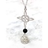 Triple protection silver necklace: Witches Knot and Tetragrammaton with Tourmaline