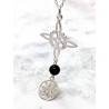 Triple protection silver necklace: Witches Knot and Tetragrammaton with Tourmaline