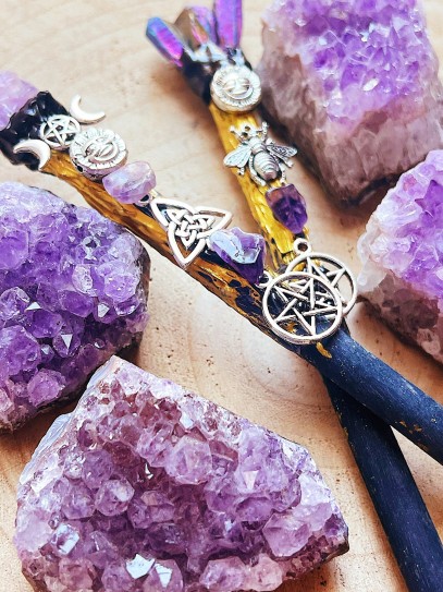 Natural Stone Power Magic Wand - Aqua Aura Quartz