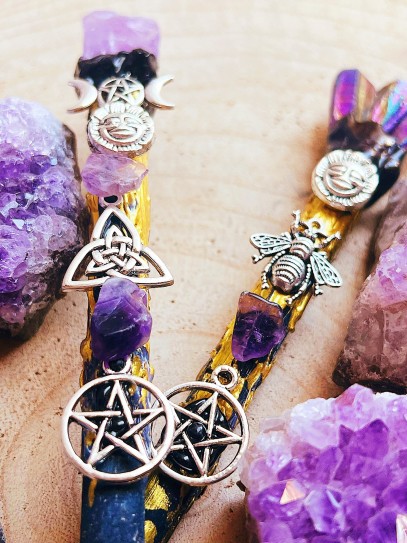 Natural Stone Power Magic Wand - Aqua Aura Quartz