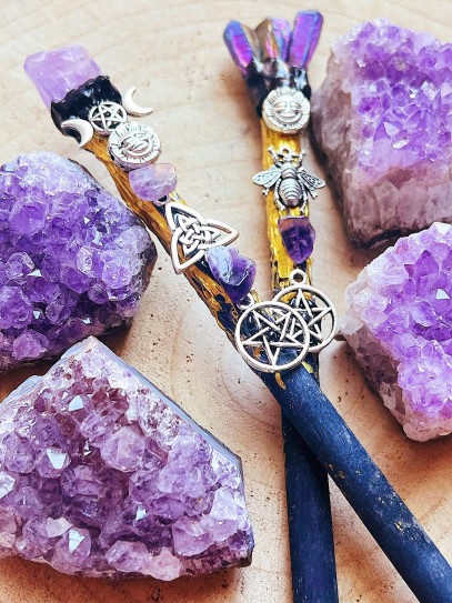 Natural Stone Power Magic Wand - Aqua Aura Quartz