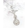 Collar triple protección de plata: Nudo de Bruja y Tetragramatón con Cuarzo blanco