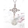 Collar triple protección de plata: Nudo de Bruja y Tetragramatón con Cuarzo blanco