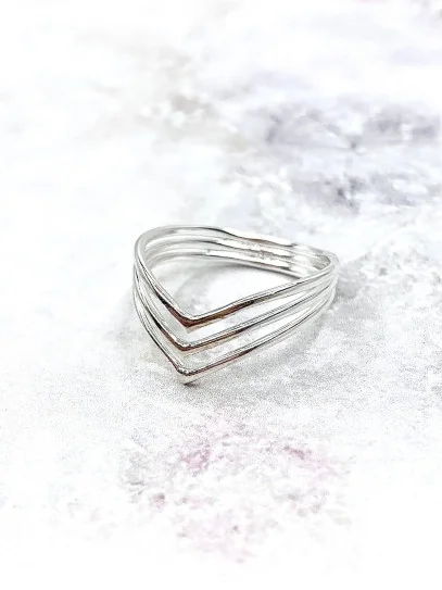 Anillo 'Thalia' triple de plata