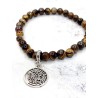 Pulsera 'Elly' de Tetragramatón y Ojo de Tigre 6mm de plata | Protección