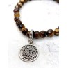 Pulsera 'Elly' de Tetragramatón y Ojo de Tigre 6mm de plata | Protección