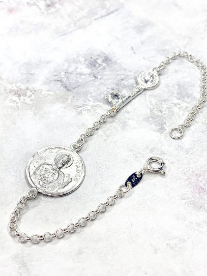 Triple protection silver bracelet: Key medal of Saint Benedict and Saint Jude Thaddeus