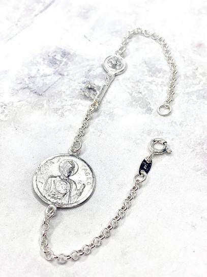 Triple protection silver bracelet: Key medal of Saint Benedict and Saint Jude Thaddeus