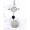 Collar triple protección de plata: Nudo de Bruja y Tetragramatón con Turmalina XL