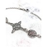 Triple protection silver bracelet: Witches Knot, Tetragrammaton and Saint Benedict Medal