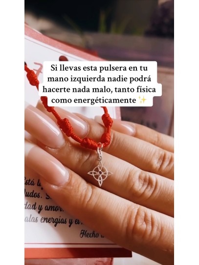 Bracelet of the 7 protection knots and Witches knot - Ruby