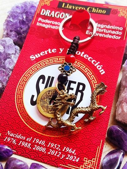 Llavero del zodiaco chino: el año del dragón (1940, 1952, 1964, 1976, 1988, 2000, 2012, 2024)