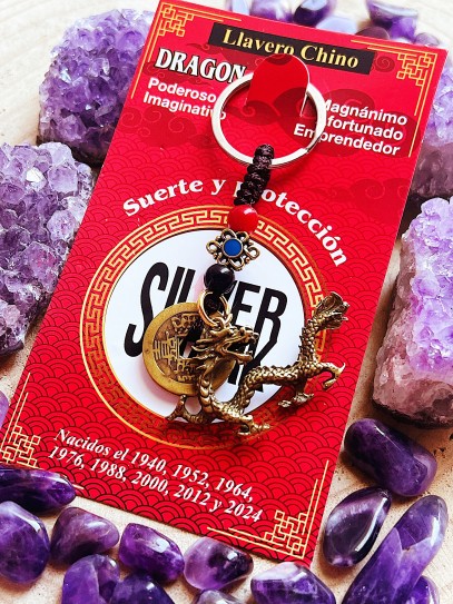 Llavero del zodiaco chino: el año del dragón (1940, 1952, 1964, 1976, 1988, 2000, 2012, 2024)