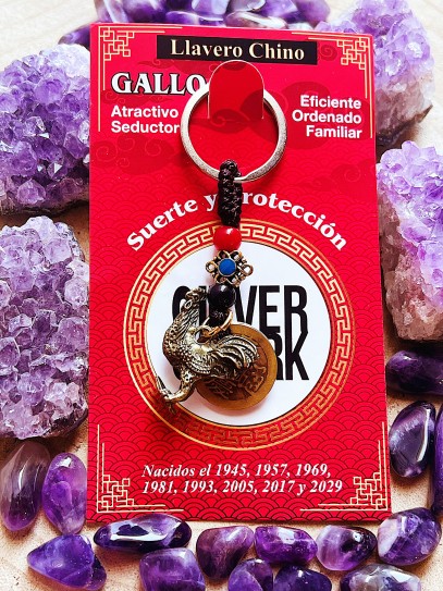 Chinese Zodiac Keychain: Year of the Rooster (1945, 1957, 1969, 1981, 1993, 2005, 2017)
