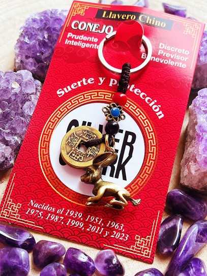 Chinese Zodiac Keychain: Year of the Rabbit (1939, 1951, 1963, 1975, 1987, 1999, 2011, 2023)