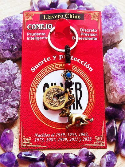 Chinese Zodiac Keychain: Year of the Rabbit (1939, 1951, 1963, 1975, 1987, 1999, 2011, 2023)