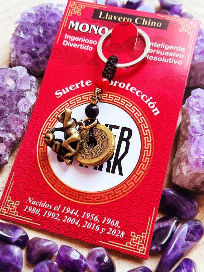 Chinese Zodiac Keychain: Year of the Monkey (1944, 1956, 1968, 1980, 1992, 2004, 2016)