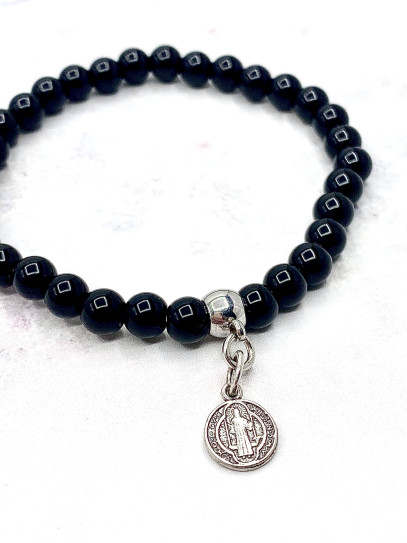 Pulsera de Turmalina y Medalla de San Benito | Protección contra el mal