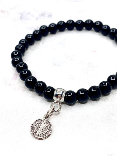 Pulsera de Turmalina y Medalla de San Benito | Protección contra el mal