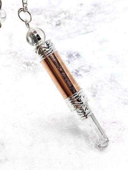 Péndulo varita de Reiki de Cuarzo y cobre - Protección y curación