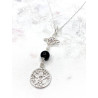 Triple protection silver necklace: Amethyst Witches Knot and Tetragrammaton with Tourmaline