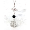 Triple protection silver necklace: Amethyst Witches Knot and Tetragrammaton with Tourmaline