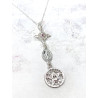 Triple protection necklace: Witch's Knot, Miraculous Medal of the Virgin of the Ruby, and Tetragrammaton
