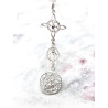 Collar triple protección: Nudo de Bruja, Medalla Virgen de la Milagrosa Amatista y Tetragramatón