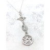 Collar triple protección: Nudo de Bruja, Medalla Virgen de la Milagrosa Amatista y Tetragramatón
