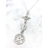 Collar triple protección: Nudo de Bruja, Medalla Virgen de la Milagrosa Amatista y Tetragramatón