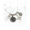 Four silver protection necklace: Witch's Knot, Caravaca Cross, Saint Benedict and Tetragrammaton