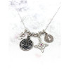 Collar cuatro protecciones de plata: Nudo de Bruja, Cruz de Caravaca, San Benito y Tetragramatón
