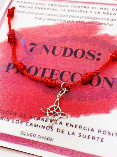 Pulsera de los 7 nudos de protección y Nudo de Brujas - Amatista