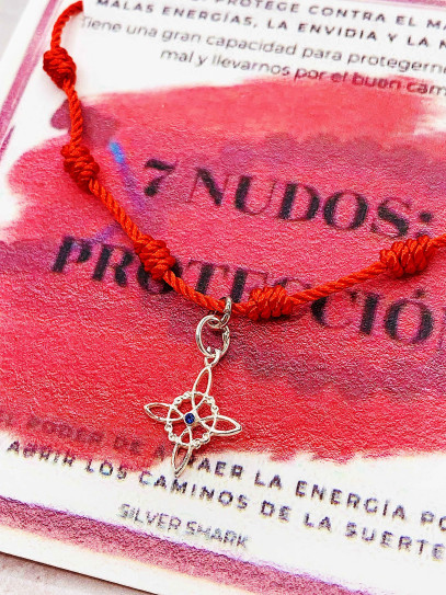 Pulsera de los 7 nudos de protección y Nudo de Brujas - Topacio azul