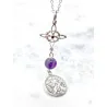 Triple protection silver necklace: Witch's Knot with Ruby and Tetragrammaton with Amethyst