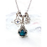 Triple protection silver necklace: Gotland Turquoise Mini, Witches Knot and Caravaca Cross