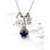Triple protection silver necklace: Gotland Amethyst Mini, Witches Knot and Caravaca Cross